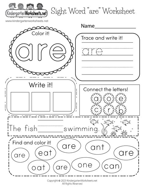 Sight Word Pictures Printable