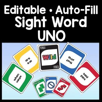 Sight Word Uno Printable