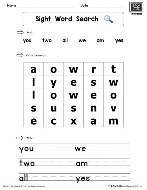 sight words practice sheets printable template