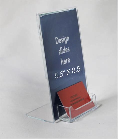 5x7 sign holder with business card pocket clear plastic acrylic, low