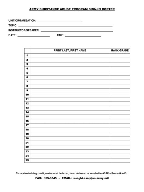 10 Free Sample Army Training Sign In Sheet Templates Printable Samples