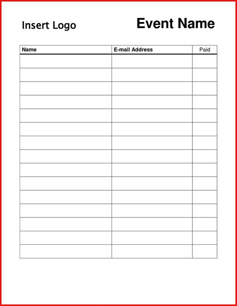 Sign In Sheet Template 8+ Free Printable Formats