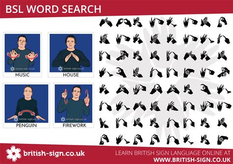 BSL Word Search Learn British Sign Language BSL & Fingerspelling