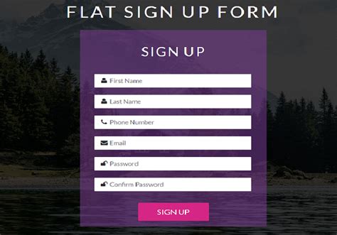 Free PSD Sign Up Form Template Freebie