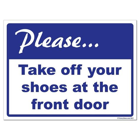 sign for taking off shoes at door