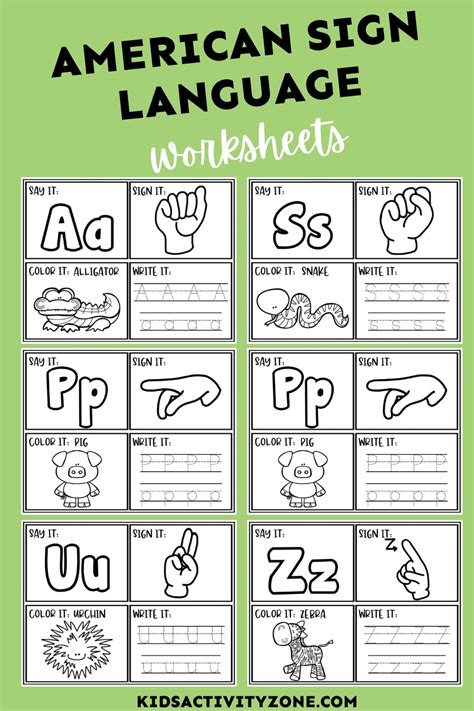 Sign Language Student Printables