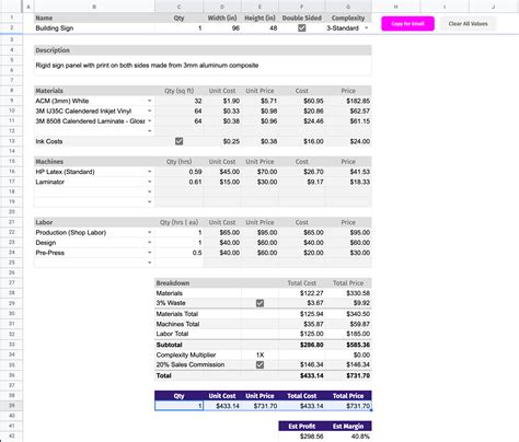 Sign Shop Pricing Software