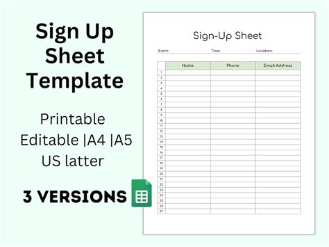 Sign Up Sheet Template Google