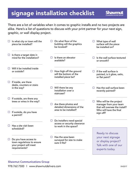 Signage Installation Checklist