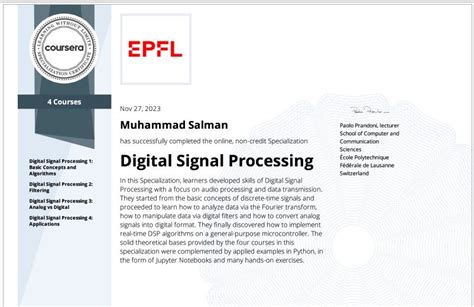 Signal Processing Certification
