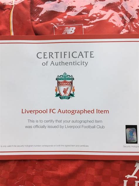 signed by liverpool certificate
