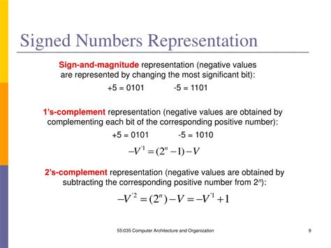 signed number representation in computer architecture