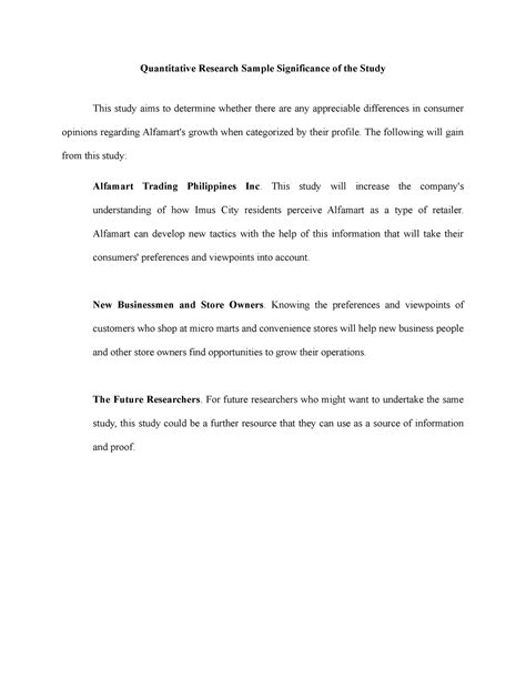significance of study example quantitative