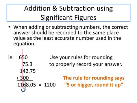 significant figures rules for addition and subtraction