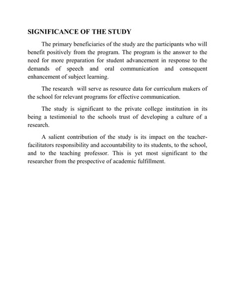 significant of the study example in thesis