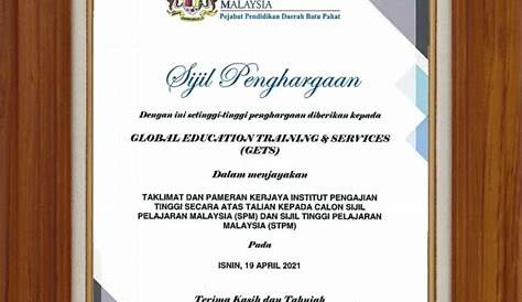 Sijil Penghargaan In English / Contextual translation of contoh sijil