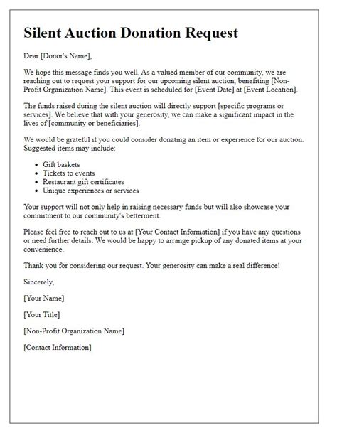 Silent Auction Donation Request Template