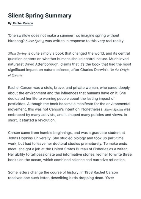 silent spring summary sparknotes