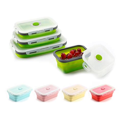 900ML 2 Cells Silicone Collapsible Portable Lunch Box Large Capacity
