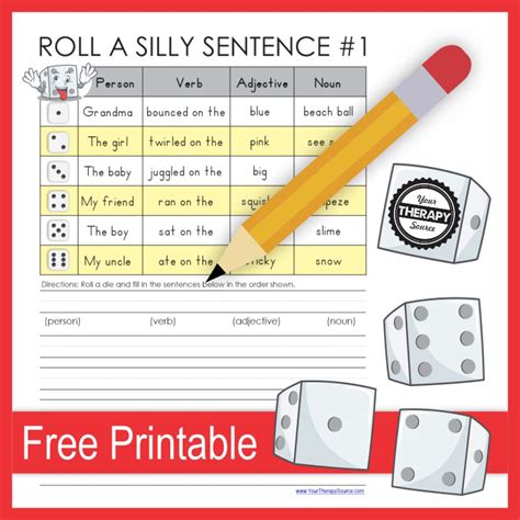 Silly Sentence Game Printable