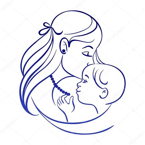 silueta de mama e hijo para colorear