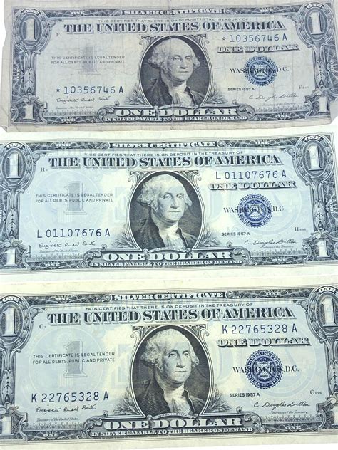 Lot Series 1957 B US Silver Certificate 1 Dollar Bill