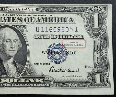 1935 F One Dollar Us Silver Certificate Star Note 1 Bill 1935f Blue