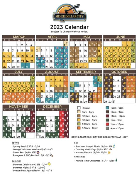 Silver Dollar City Calendar 2024
