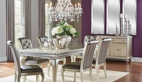Silver Glam Dining Room Set SILVER GLAM 5 PIECE DINING SET Round