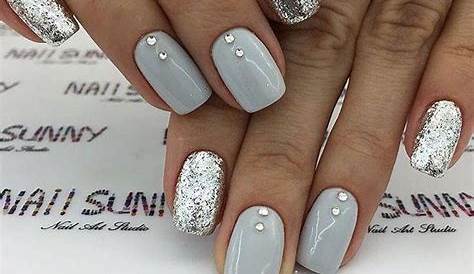 Silver Glitter Winter Nails