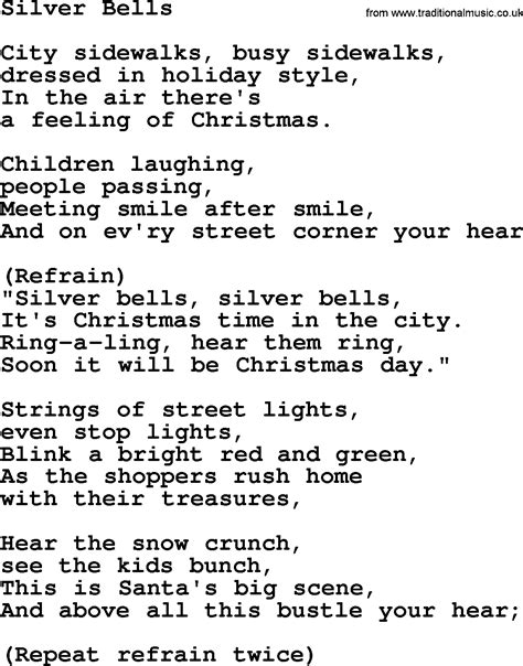 Silver Bells Printable Lyrics