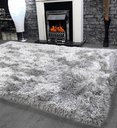 silver blizzard grey shaggy rug