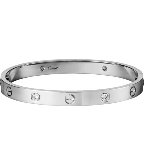 silver cartier love bracelet with diamonds