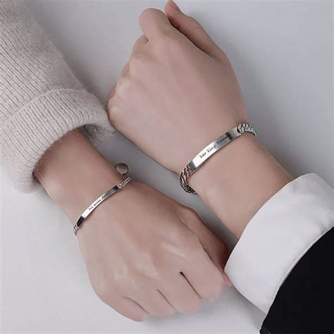 silver couple bracelets