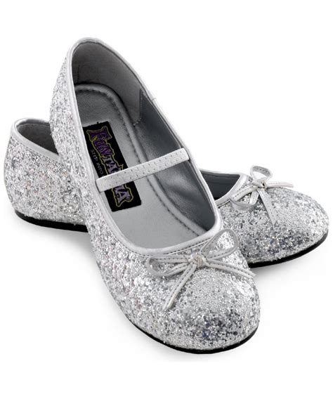 silver flat ballerina shoes