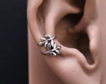 Silver Leaf Cuff Earrings