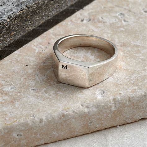 Silver Signet Ring Initial