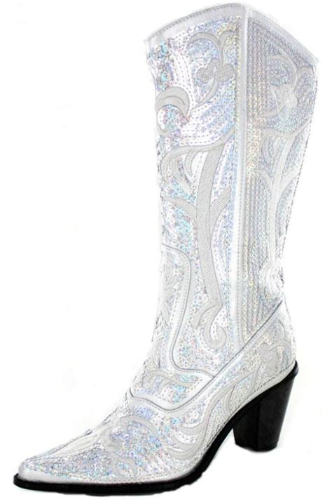 silver sparkle cowboy boots