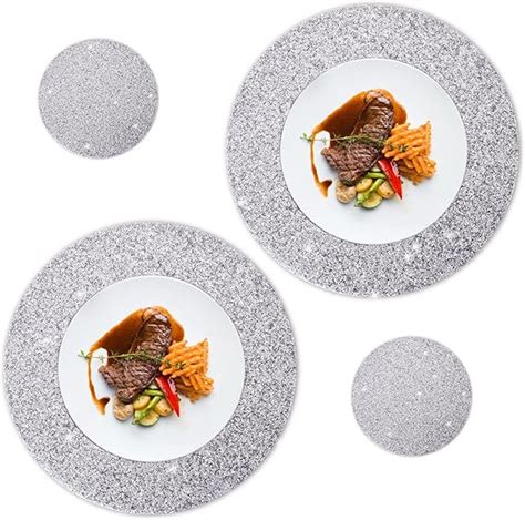 Silver Sparkle Placemats And Coasters