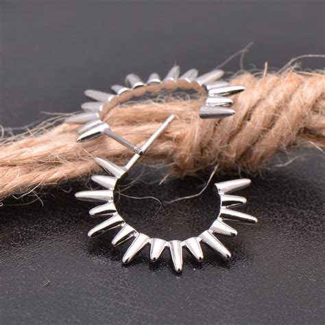 silver spike hoop earrings