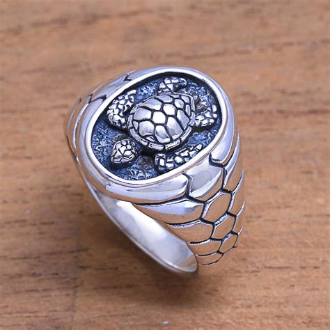 Silver Turtle Ring for Men