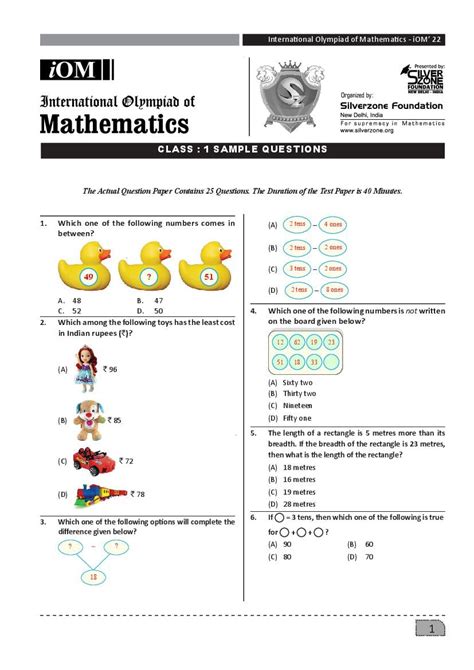 silverzone olympiad syllabus 2023 maths