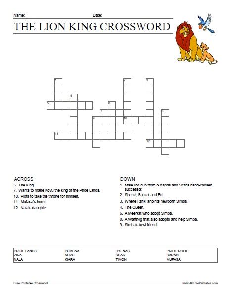 simba's love in the lion king crossword