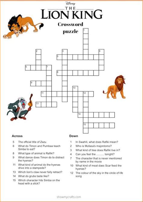 simba's mate in the lion king crossword