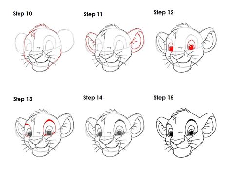 simba lion king drawing step by step