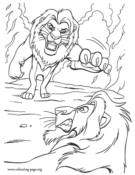 simba vs scar fight coloring page