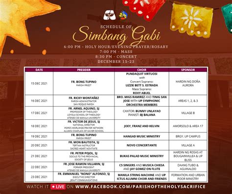 simbang gabi schedule in singapore 2022