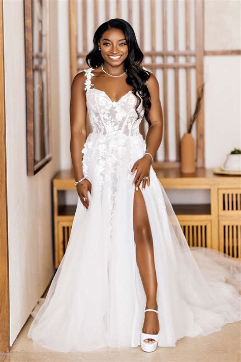 Simone Biles' Wedding Dress Featured High Slit to Make Her Appear Taller