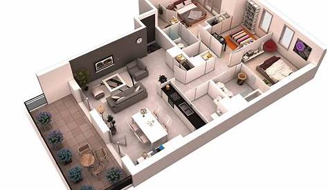 Simple 3 Bedroom House Floor Plan Design 3d 25 More D s