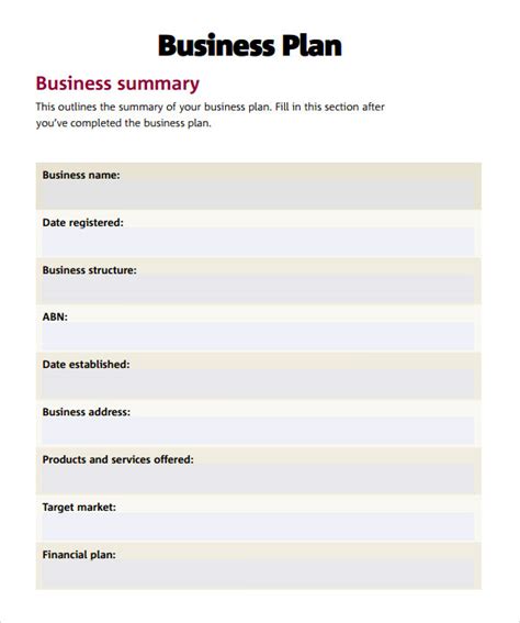 Startup Business Plan Template Pdf Template Business